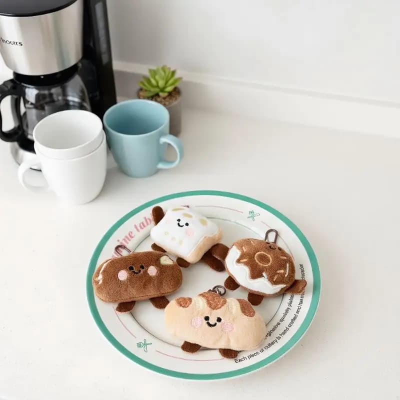 Simpatico cartone animato ciambella pane peluche decorazione portachiavi ciondolo Kawaii cibo simulato bambola di pezza zaino ciondolo accessori regali