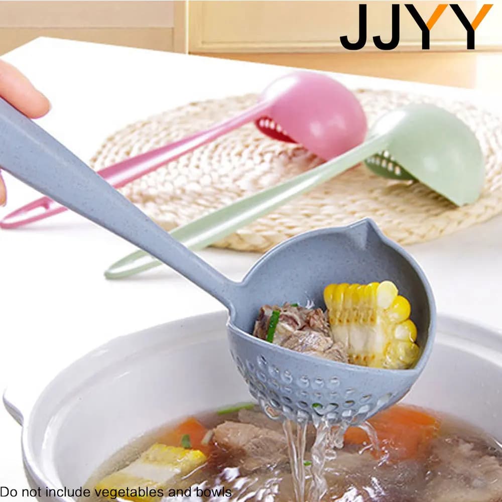 JJYY Il cucchiaio da cucina 2 in 1 con manico lungo, filtro in plastica, stoviglie, cucchiaio per pentole calde