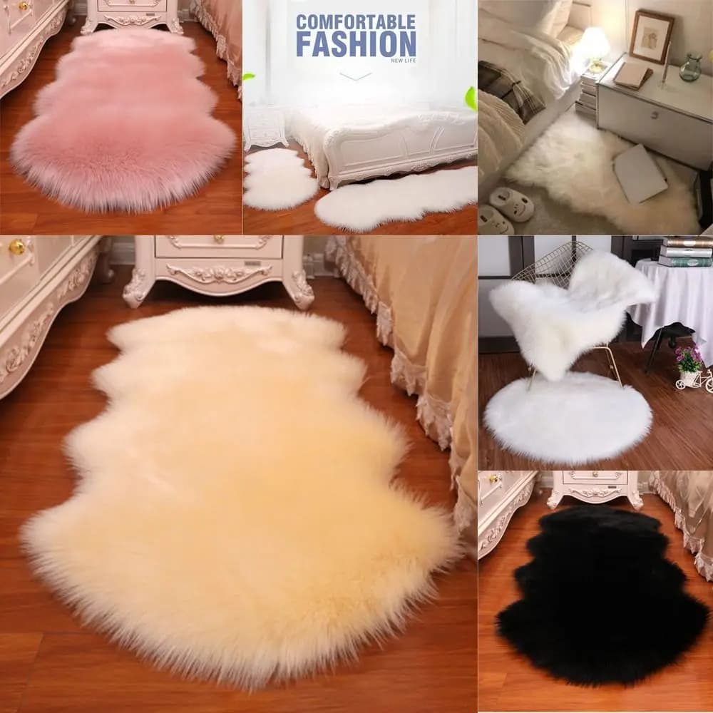 Soft Faux Fluffy Shaggy carpets artificial sheepskin hair long carpet wool soft mat decorations for home non-slip for bedroom