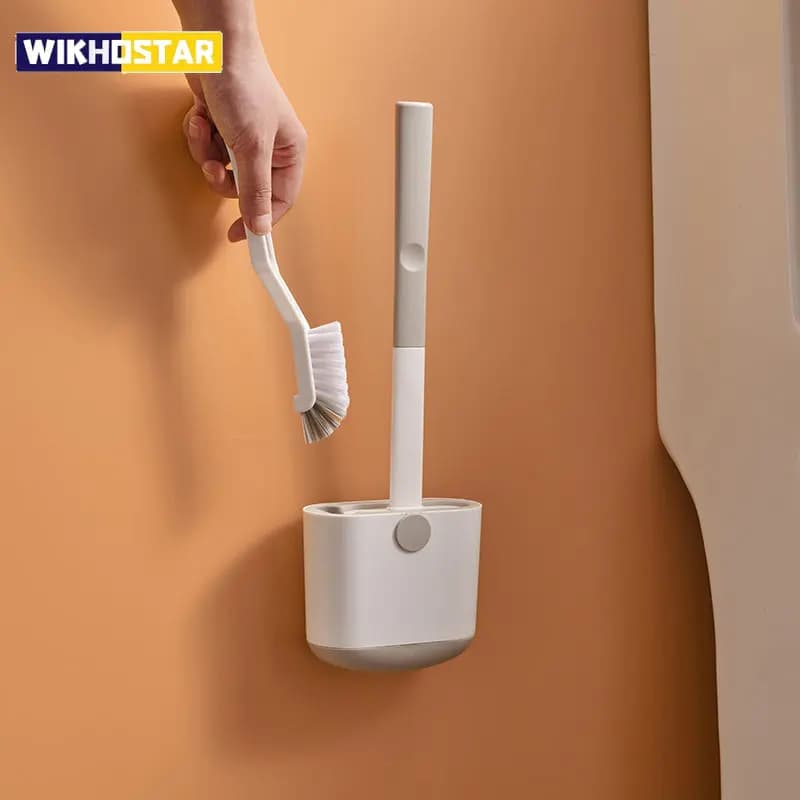 WIKHOSTAR Toilet Purpose Set Wall Toilet Scope With Exhaust Support Cleaning Brush with Flexible Silicone Head Soft Seals