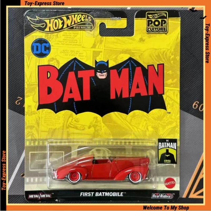 Hot Wheels Premium 2024 Cultura Pop 1/64 Modello di Auto Hotwheels Batman Primo Batmobile Da Collezione Per Bambini Ragazzi Bambini Giocattoli Regalo