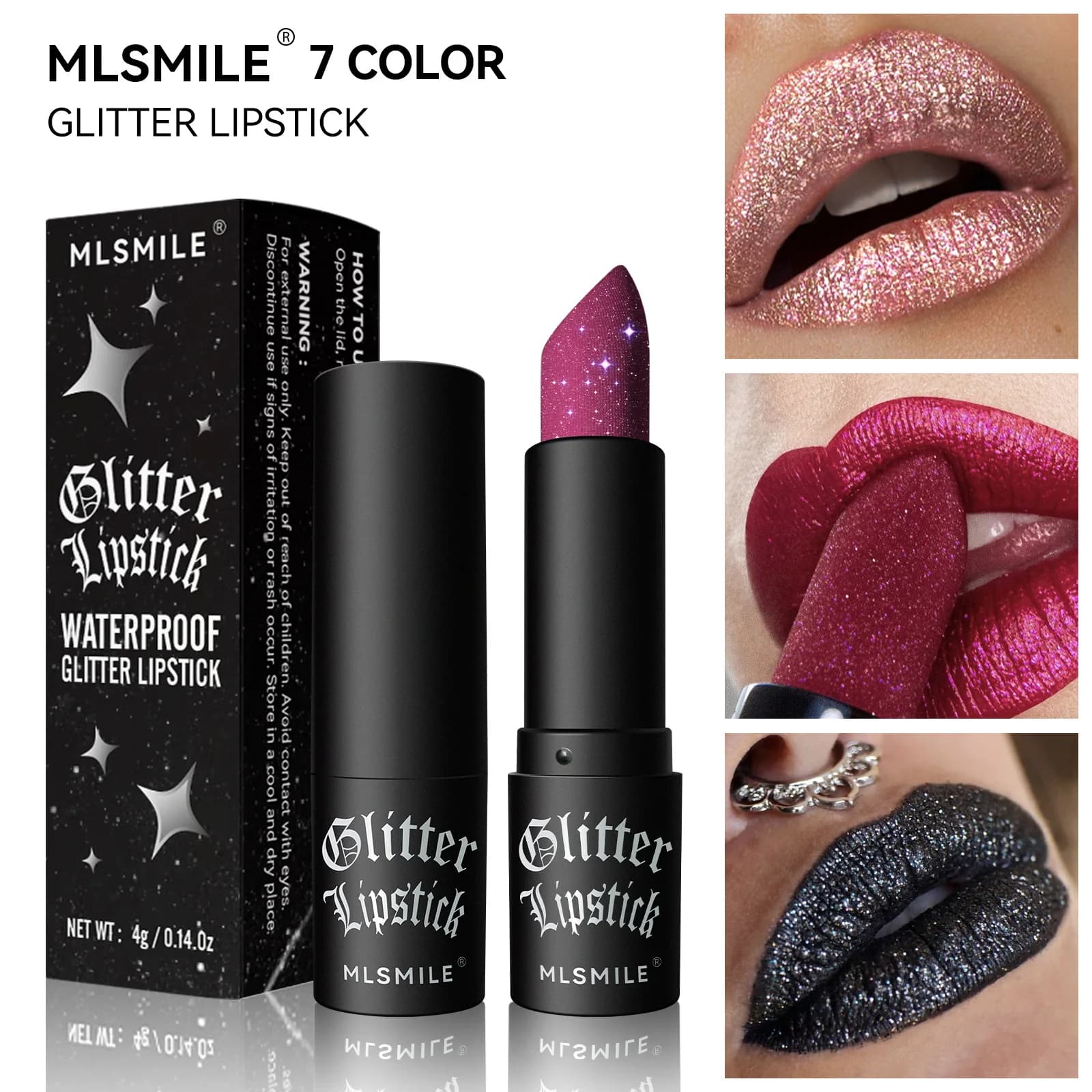 MLSMILE Multicolor Non-stick Cup Matte Lip Flash Duration Easy Color Diamond Lip Dark Halloween Appearance