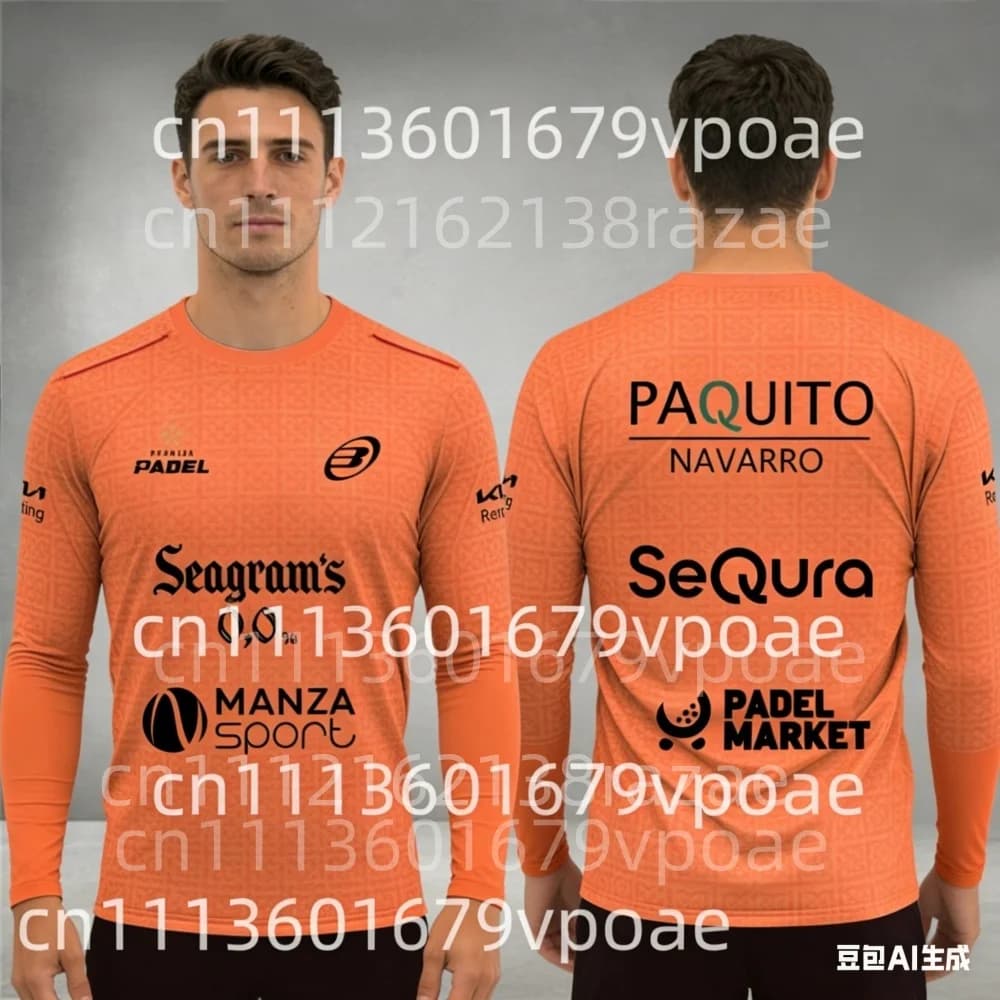 Maglietta Sportiva a Maniche Lunghe da Uomo Paquito Navarro Co-branded Tennis Traspirante ad Asciugatura Rapida per Allenamento