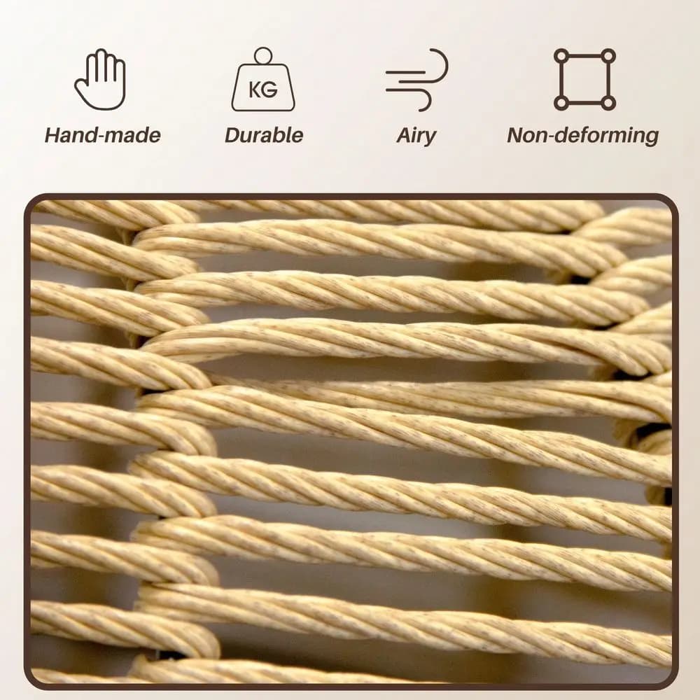 Woven Rattan Cat Small Dog Swing Bed With Stand Handmade Indoor Pet Hammock Chair, Removable Cushion Hanging Toy, Washable 18.9