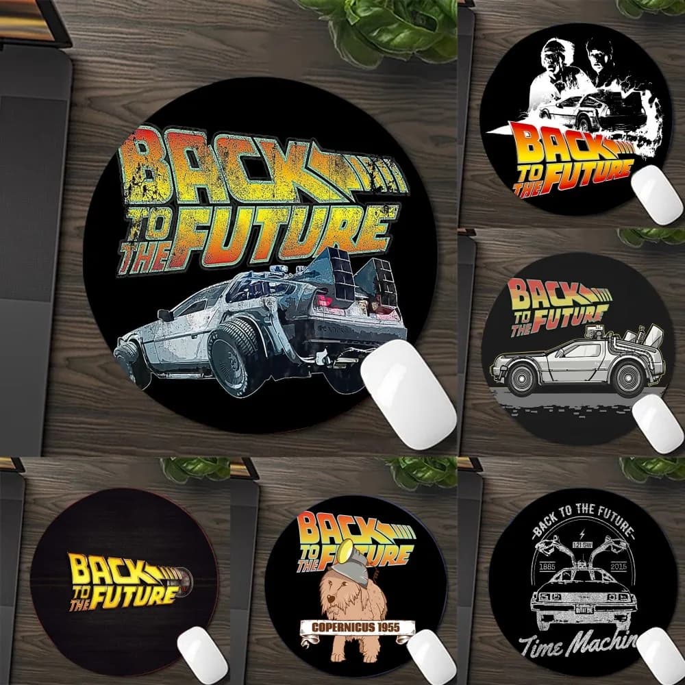 Film Back To The Future Round Custom Skin Office Desk Mat tastiera da tavolo tappetino per Mouse grande cuscino per Laptop accessori per scrivania da ufficio