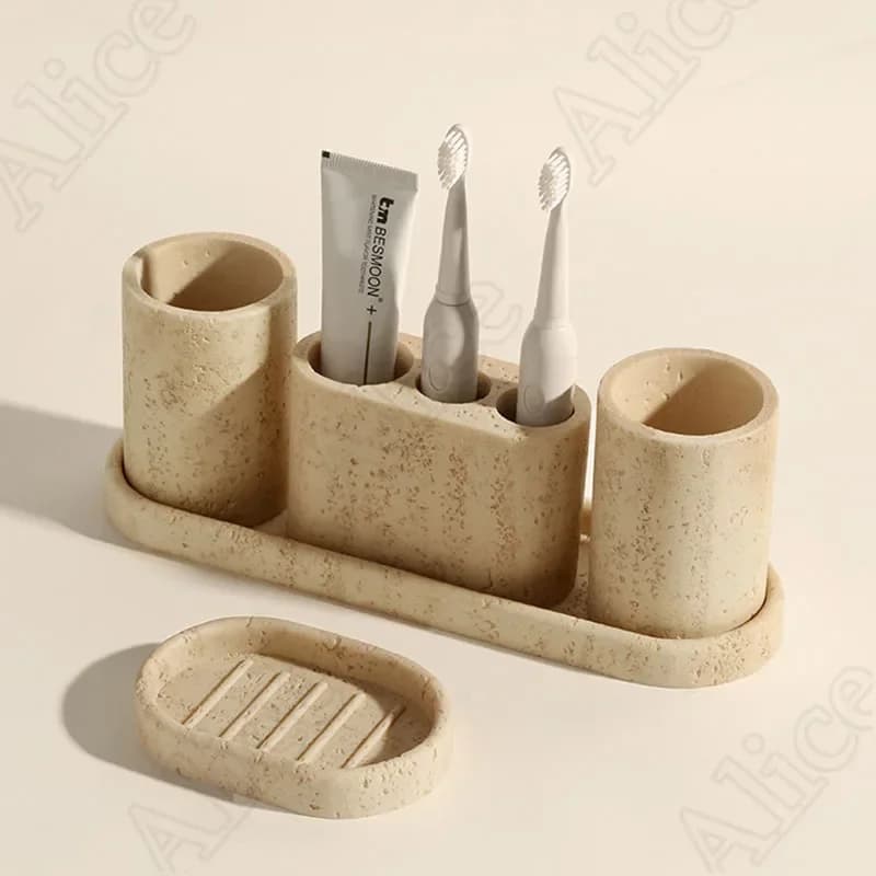 Imitazione marmo Texture resina accessori per il bagno bottiglia di Shampoo portaspazzolino per la casa nordica portasapone vassoio per decorazioni per il bagno
