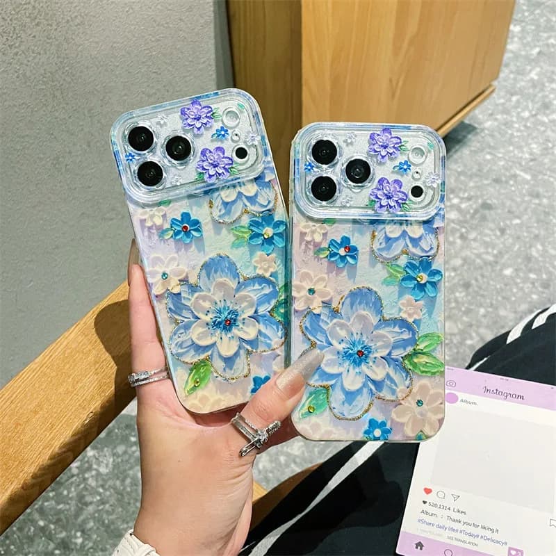 Protective Housing Anti-shocket Luxury with Glitter and Floral Pattern for iPhone 17 13 16 15 14 Pro Max