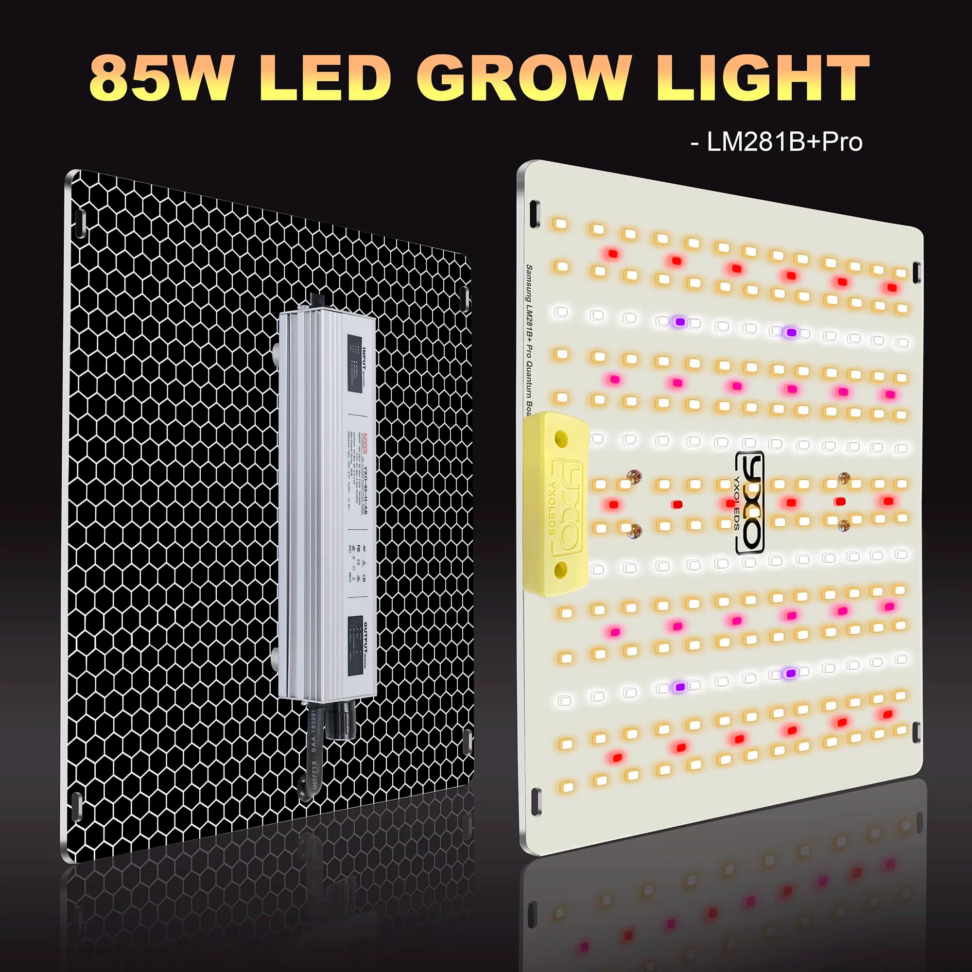 LM282B Quantum LED Grow Light 85W Full Spectrum Plant Growing Light For Greenhouse Flower Seeds Plants Flowers Seedlings