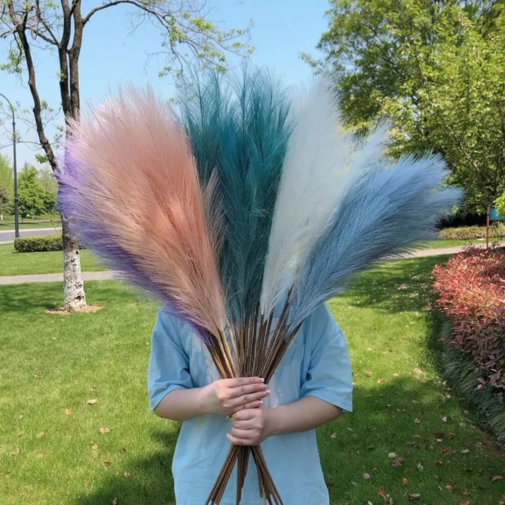 10 pieces soft pampa grass, boho decorations, realistic vibrant color, fading resistant, wedding centerpiece, fake pampa grass decoration