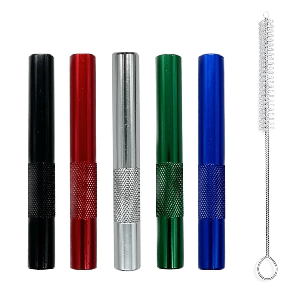 Tubo in lega di alluminio da 3 pezzi con spazzole per pulizia 1pic Cannucce metalliche riutilizzabili