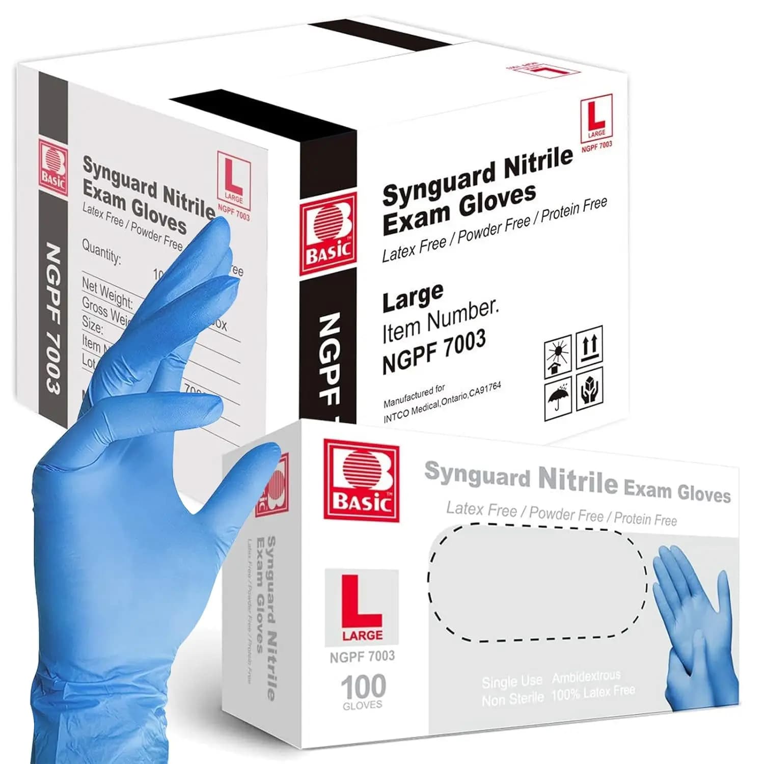 Guanti in nitrile basic per esami, guanti medicali blu monouso senza lattice e senza polvere per esami e preparazione alimenti