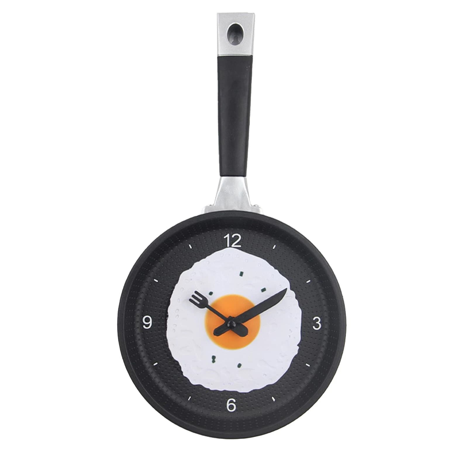 Wall Clock ABS Fried Egg Frying Pan Shape Silent Battery Operated Wall Clock for Bedroom Living Room Kitchen