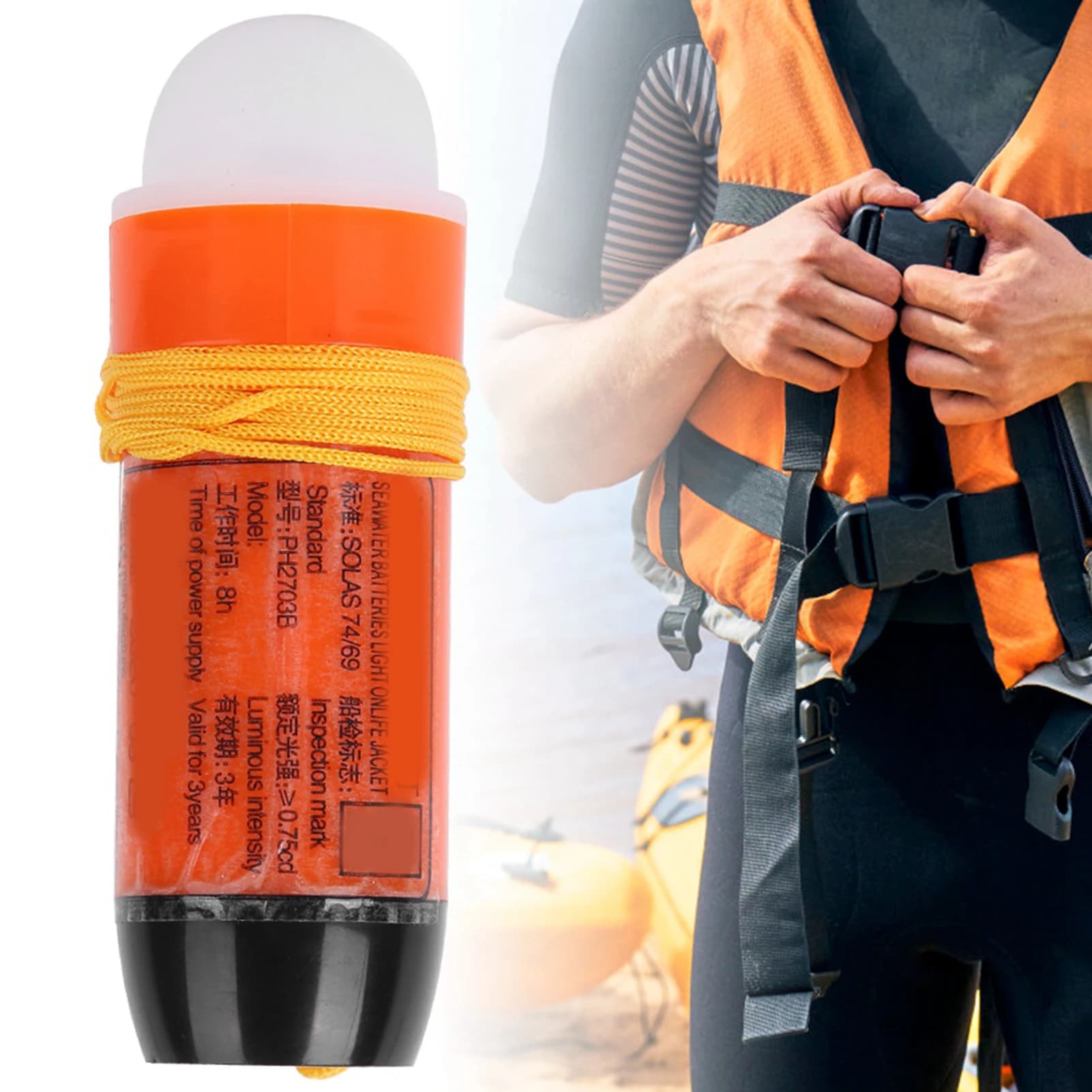 Lampada per giubbotto di salvataggio marino leggero giubbotto di salvataggio impermeabile per kayak alla deriva