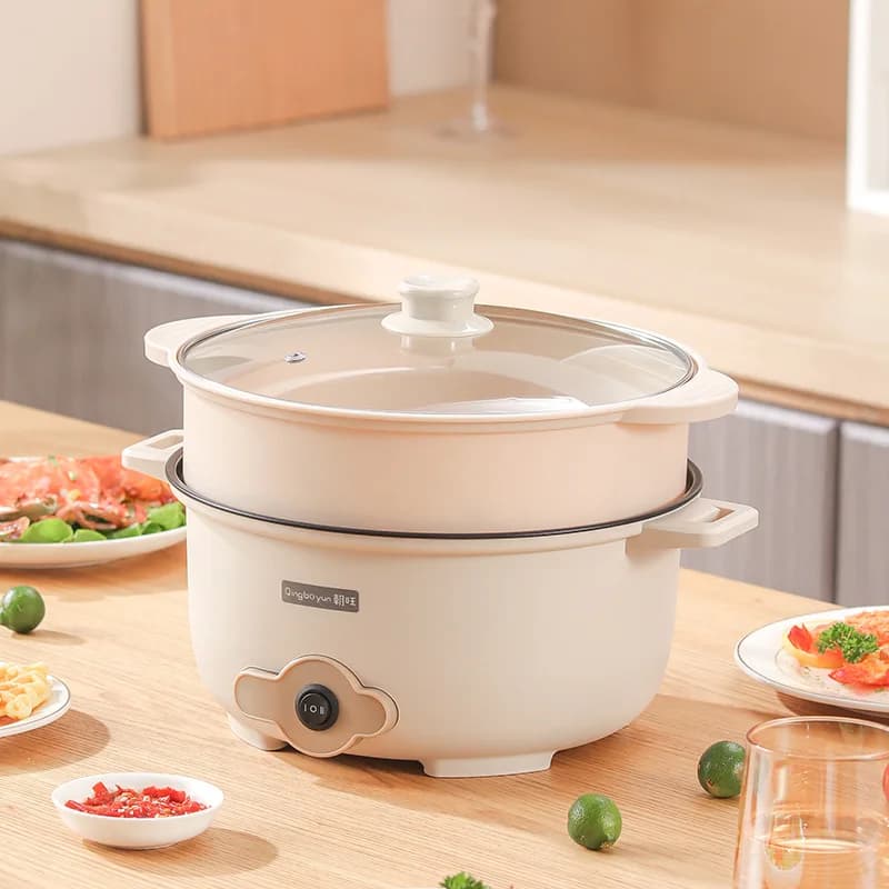 High Efficiency Energy Saving Multi functional Non stick Electric Cooker For Dormitory Home Electric Hot Pot Fry Pan Steamer