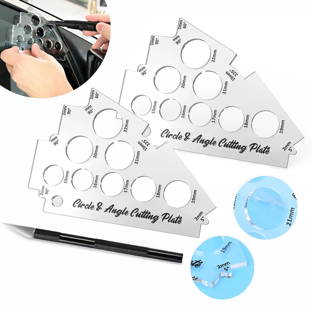 FOSHIO Wrapping Car Film Cutting Template Tool Set sensore di parcheggio Radar inverso Stencil circolare vinile Tint Craft Cutter Knife