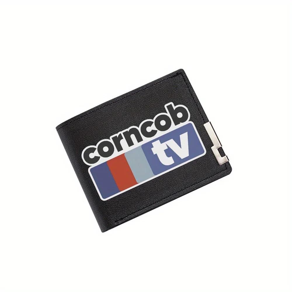 Immagine del design del logo del testo della TV di macchia di mais Portafoglio da uomo Design di stampa Semplice Moderno Elegante Affari Padre Fidanzato Natale Lov