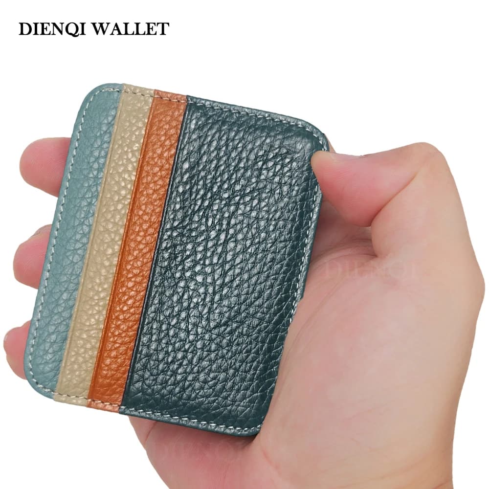 Vera Leather Credit Card Holder, Luxury Wallet with Clip, Lichi Pattern, Ultra Subtle, for Men and Women