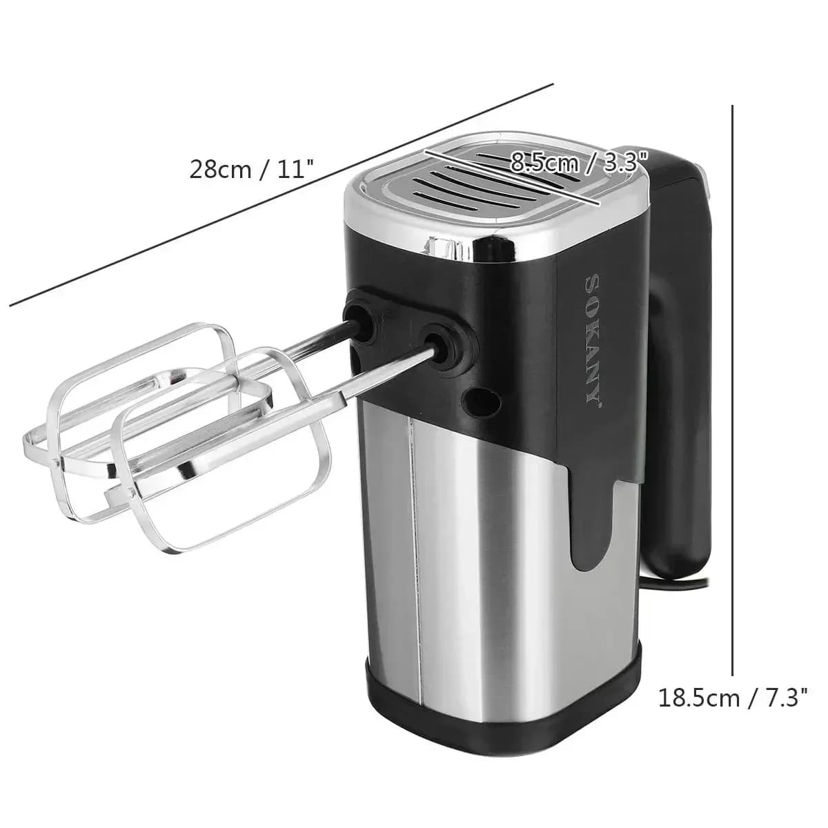 Mini Frullatore Elettrico da Cucina 800W 220V con Ganci per Impasto, Sbattitore per Uova Cromato, Mixer Manuale per Dolci e Pasticceria