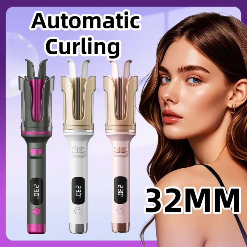 Ferro arricciacapelli automatico 32MM doppio slot ioni negativi bigodino di capelli portatile temperatura costante anti caldo styler per i viaggi