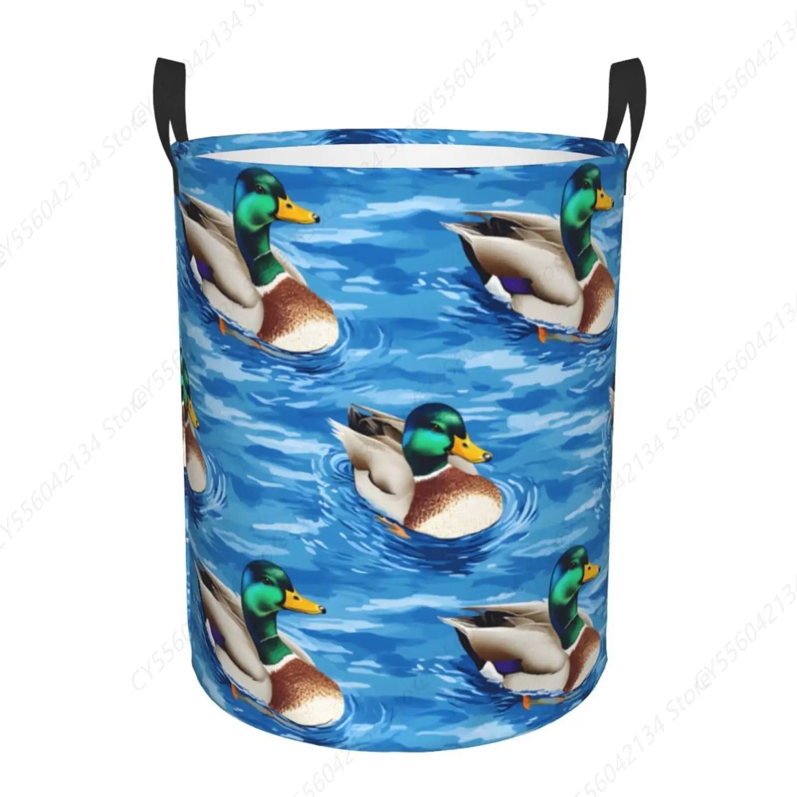 Floating linen basket with mallard ducks, waterproof linen basket, foldable fabric container, for laundry/game organizers