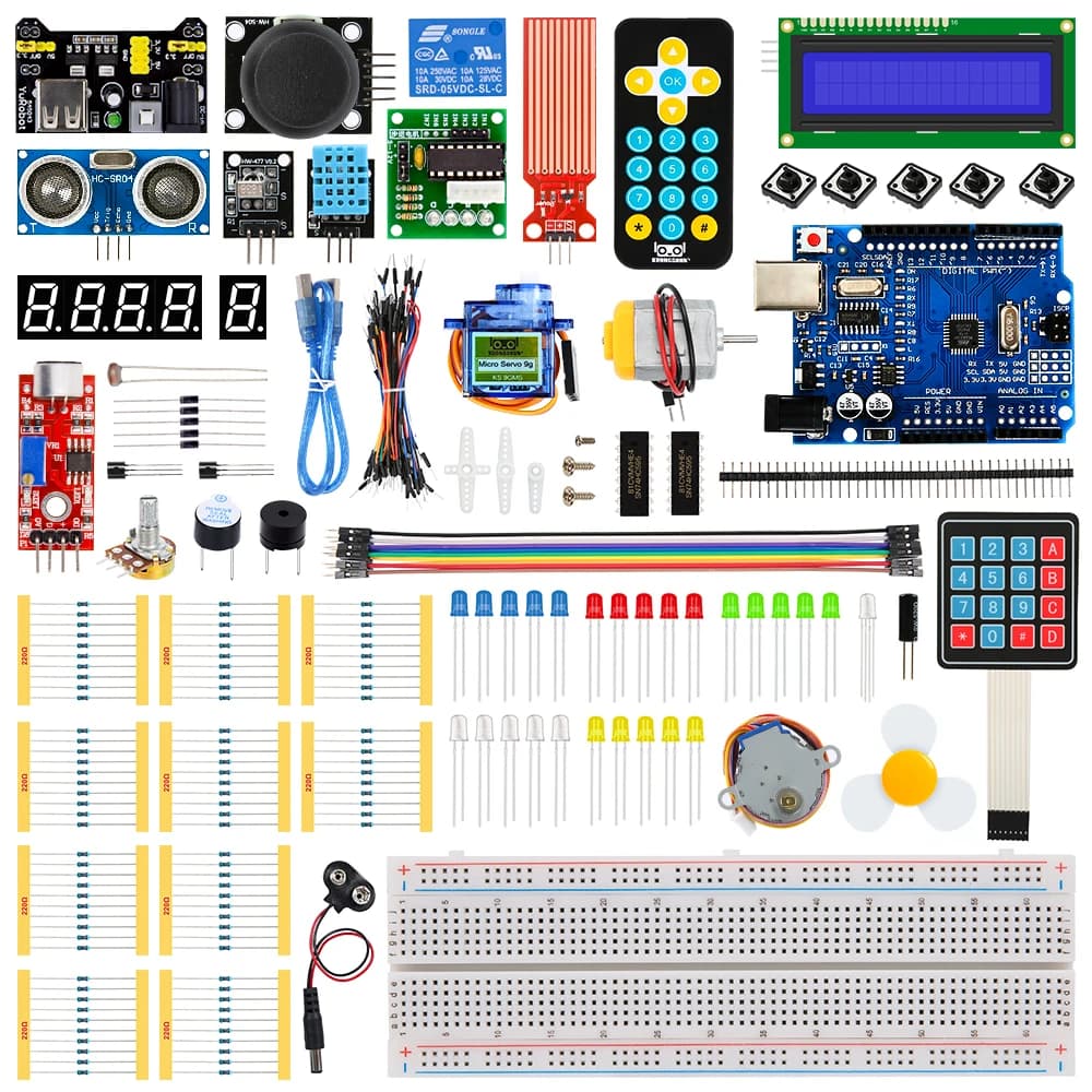 KUONGSHUN Super Starter Kit incluso breadboard 1602 IIC Jumper Wire Set R3 per Arduino UNO con tutorial