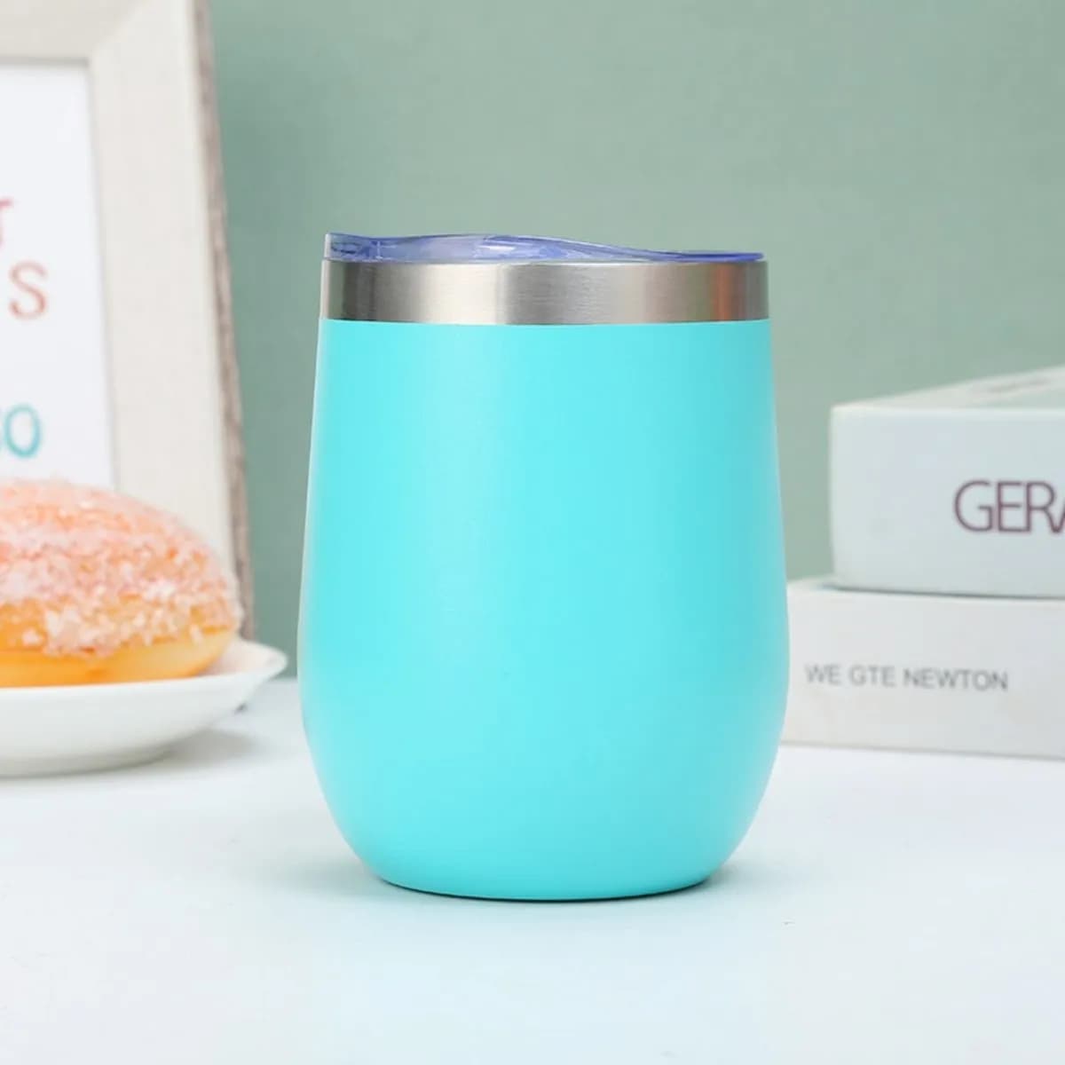 Tazza per uova da 12 once Tazza per uova a forma di U in acciaio inossidabile 304 con coperchio Tazza per birra fredda Tazza portatile per guscio d'uovo