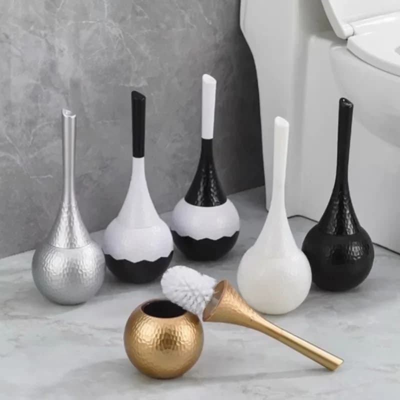 Scopino per WC rotondo europeo Strumenti per la pulizia della toilette Rack di stoccaggio Scopino per WC in plastica antispruzzo per uso domestico Accessori per il bagno