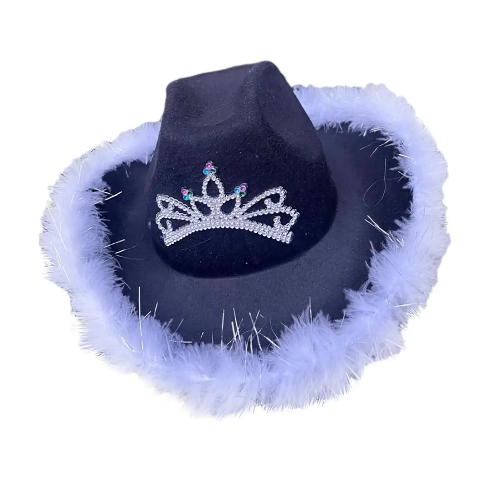 Cowboy Hat Felt Hat with Western Wide Brim for Fancy Dress Party Costume (Black)