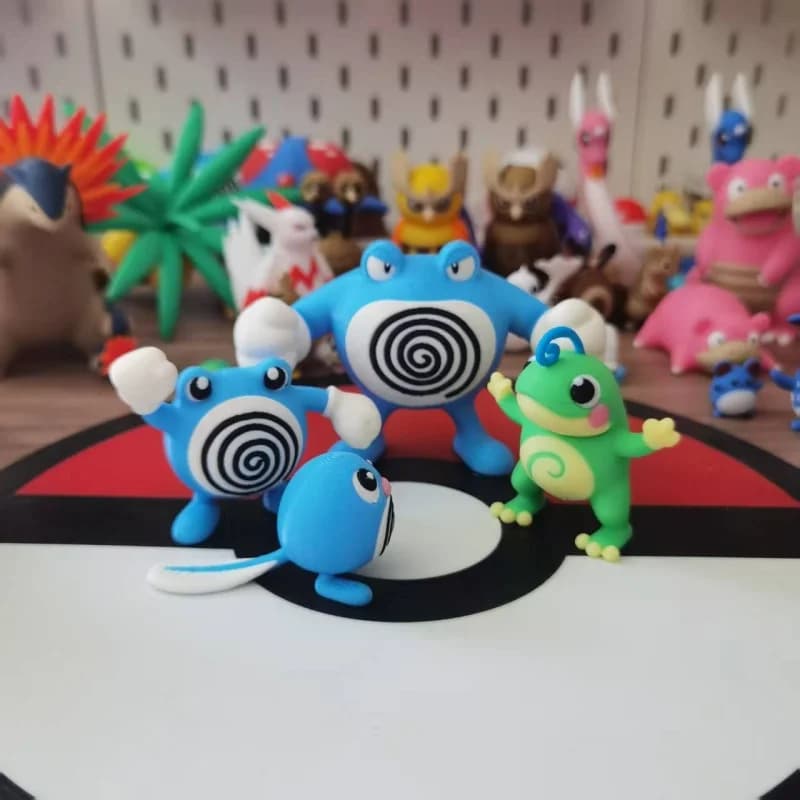 Nuove Figure Anime Poliwag Poliwhirl Poliwrath Proportion World 1:20, Modellini 3D Stampati di Personaggi Cartoon, Giocattoli da Scrivania, Regalo