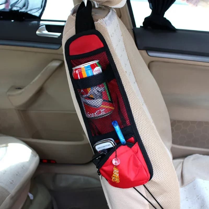Borsa da appendere per riporre il lato del seggiolino auto Organizzatore per sedili auto Portabevande multitasche Tasca in rete Organizzatore per lo styling Strumenti per il supporto del telefono