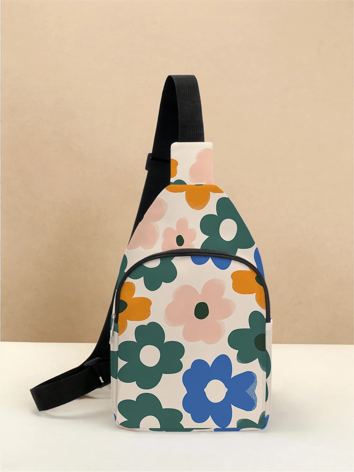 Borsa a tracolla con motivo floreale, borsa a tracolla multifunzionale, leggera e semplice, adatta per viaggi e scuola