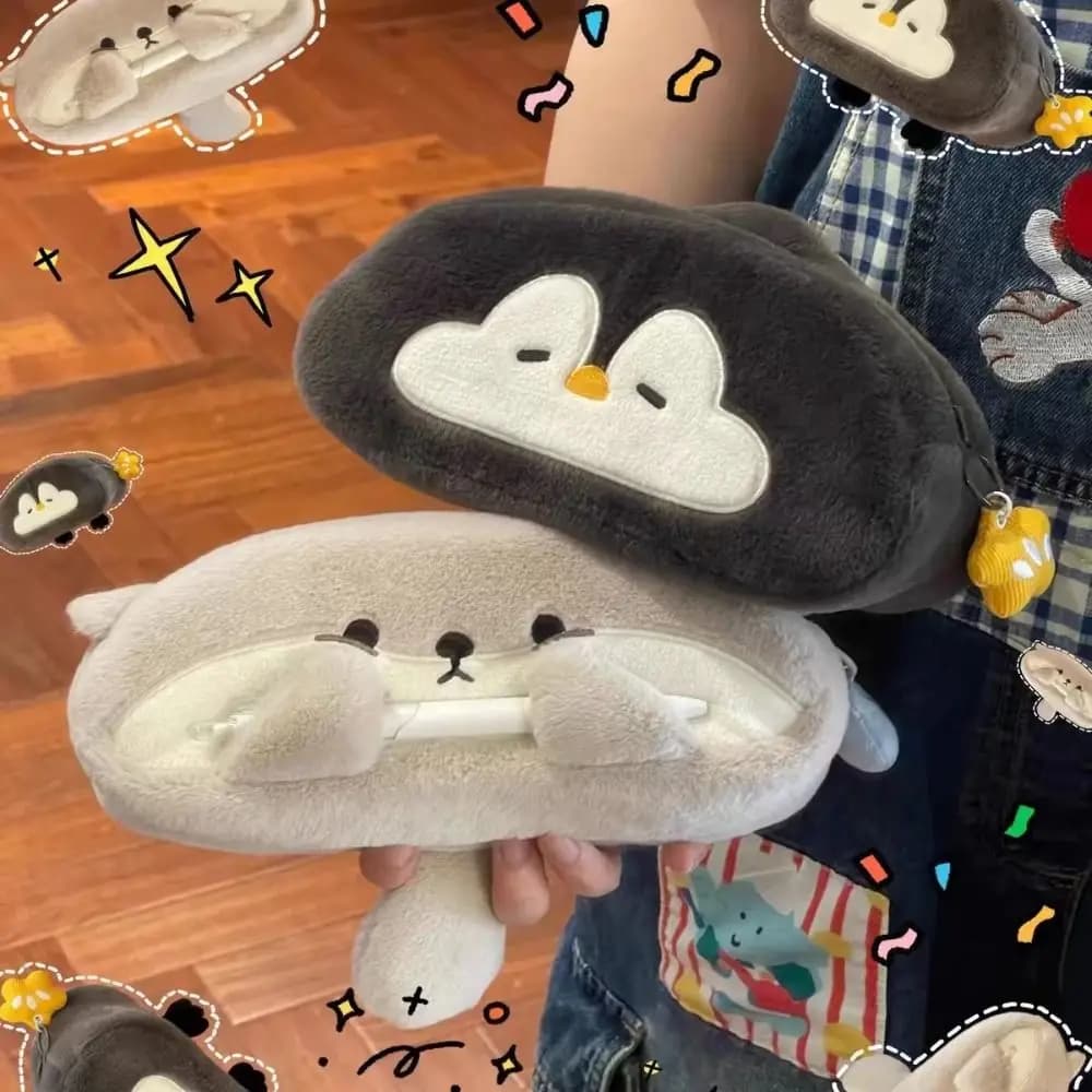 Astuccio per penne in peluche multifunzione Lontra Pinguino Astuccio per cancelleria di grande capacità Astuccio per il ritorno a scuola