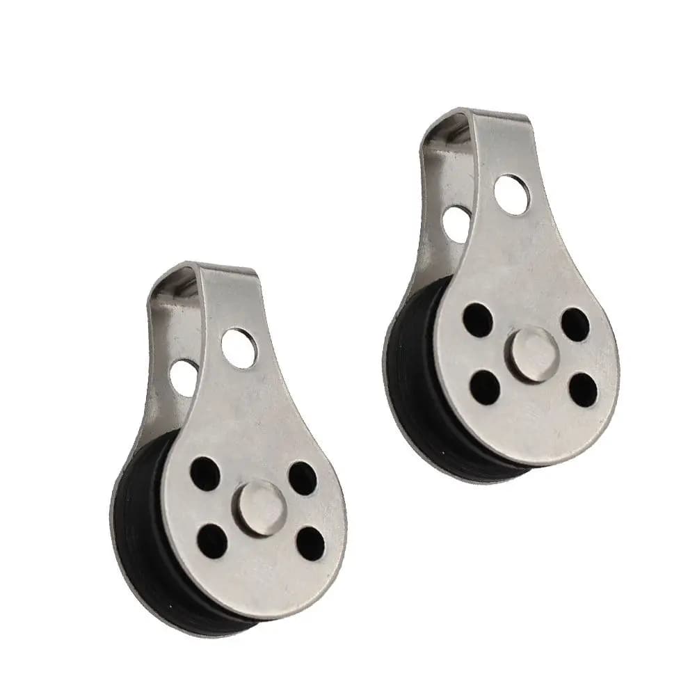 2Pcs Stainless Steel Fishing Net Pulley Single Wheel Heavy Duty Lift Tackle for Boats Camping Hiking Outdoor Use Nylon Rope