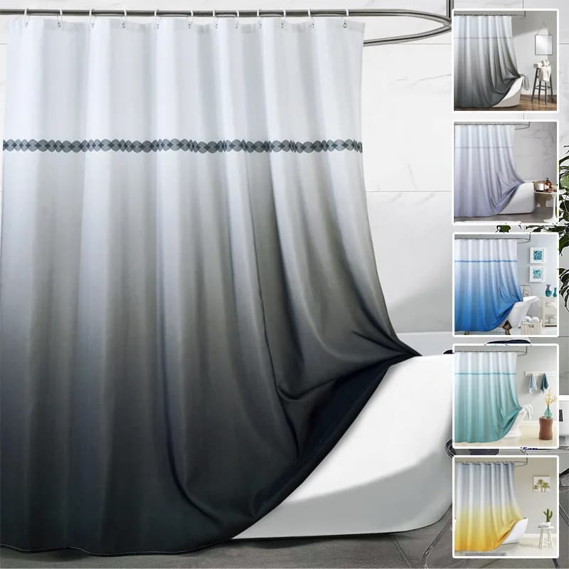 Tenda da doccia sfumata vari colori resistenti all'acqua per tende da bagno WC 200 cm stile moderno con ganci a prova di muffa