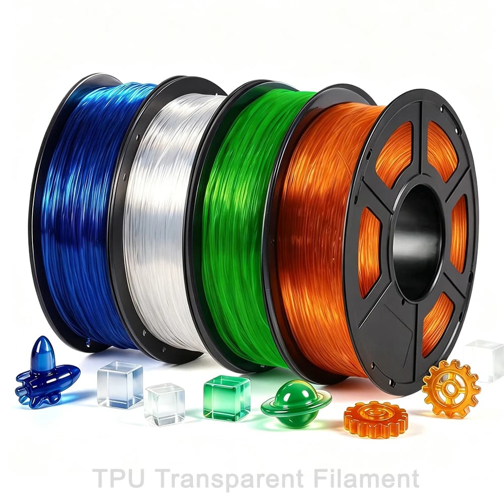 250g Flexible TPU 3D Printer Filament Transparent green Filament 1.75mm Tpu Transparent blue, Orange 3D Printing Material 250gx4