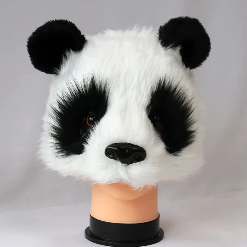 Panda Fox Lion Spotted Dog Half Face Plush Mask Halloween Party Masquerade Costume Prop Animal Cosplay Accessories hf5]]