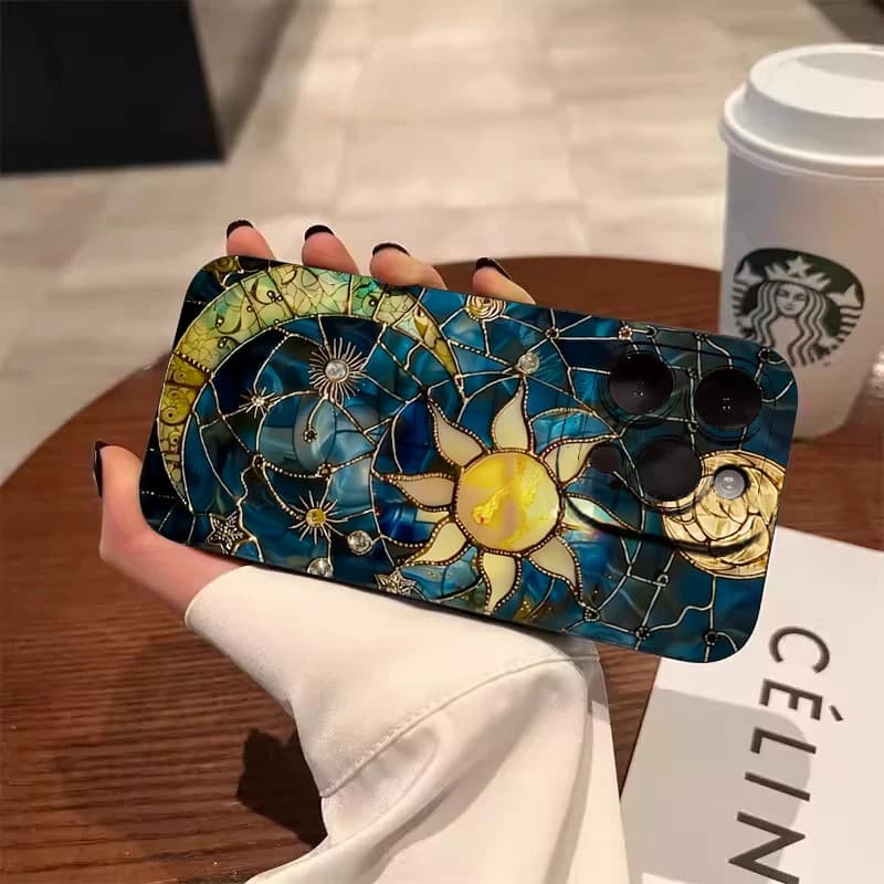 Aesthetic Sun Moon Print Phone Case For Samsung Galaxy S25 A54 A53 A36 A35S24 S23 S22 S21 Plus Ultra A56 A55 A34 5G Soft Cover