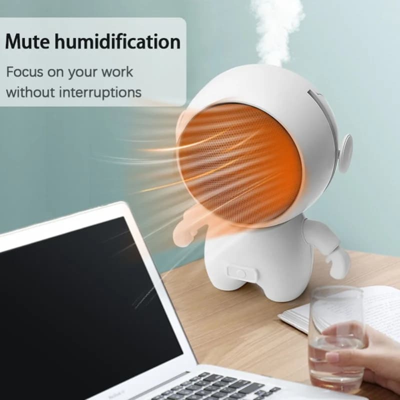 Desktop Ceramic Heater Humidifier Combo Portable Spaceman Shape Electric Warmer for Room Office Household