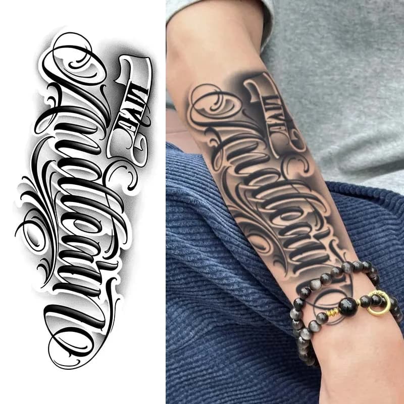 Tatuaggio temporaneo impermeabile con braccio arrotondato da 1 pezzo, 1-2 settimane di lunga durata, tatuaggio finto semipermanente realistico