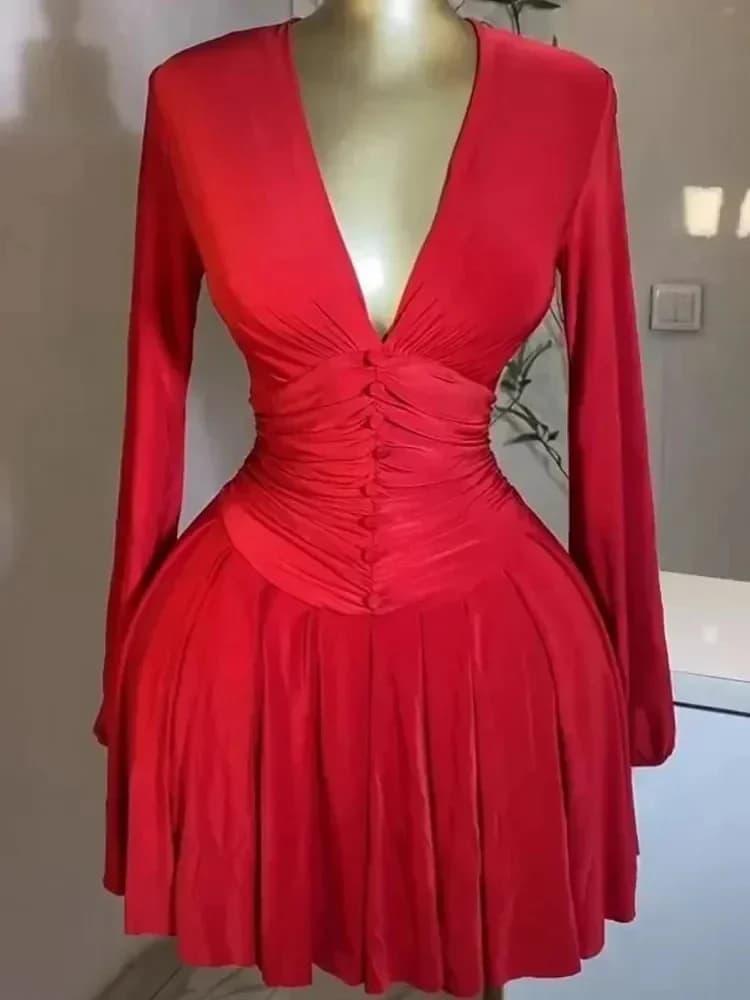 2025 African Dresses for Women Elegant Party Dress Summer Autumn Casual Sexy Lantern Sleeve Mini Dress Outfits African Clothing