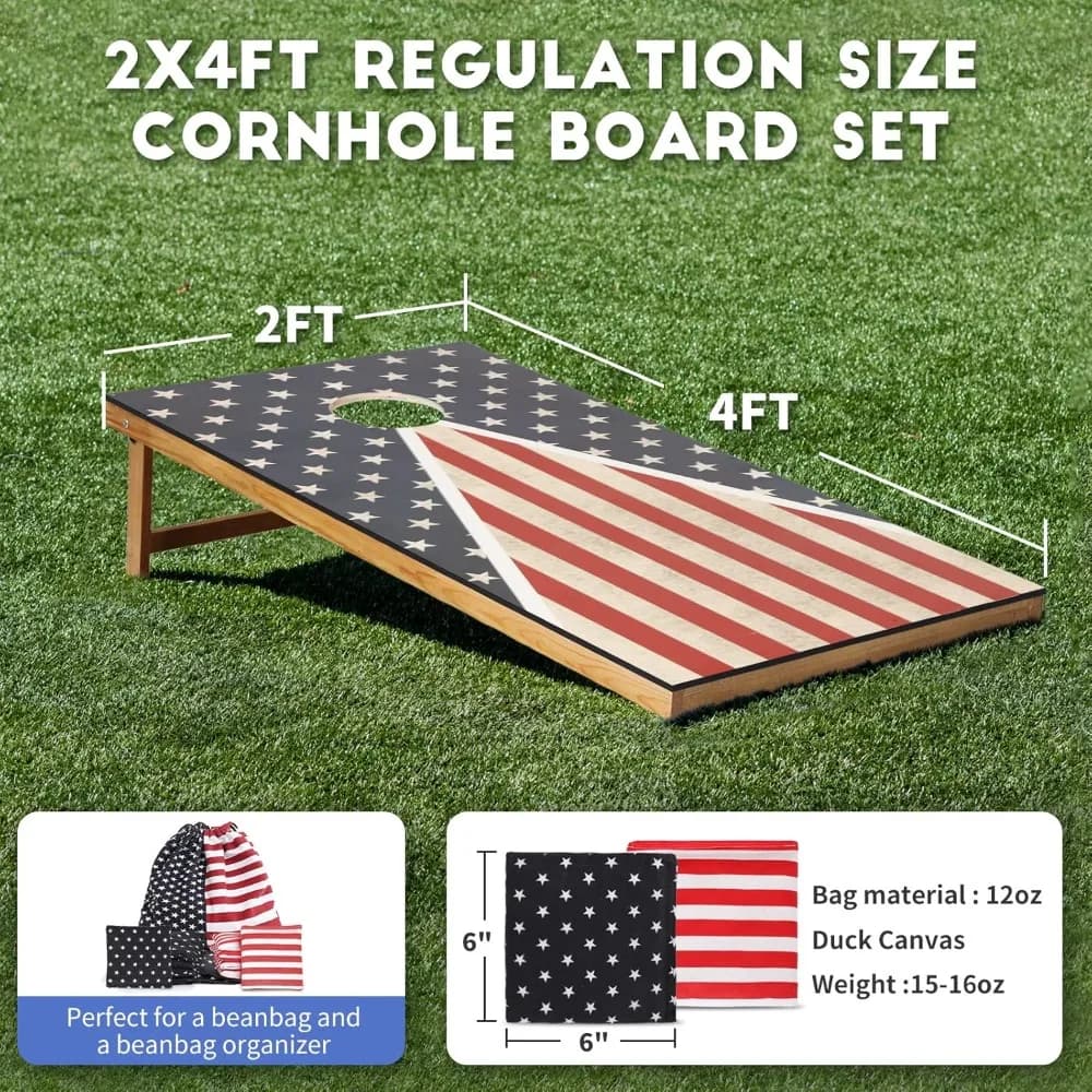 Set Cornhole, gioco all'aperto con fori per mais, schede Cornhole di regolazione, set Cornhole portatile