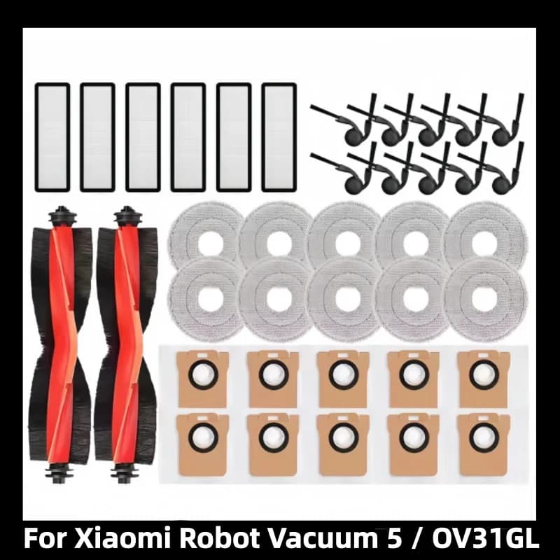 For Xiaomi Robot Vacuum 5 / OV31GL Cleaner Accessories Main Side Brush Mop Cloth HEPA Filter Dust Bag Replacement Spare Parts