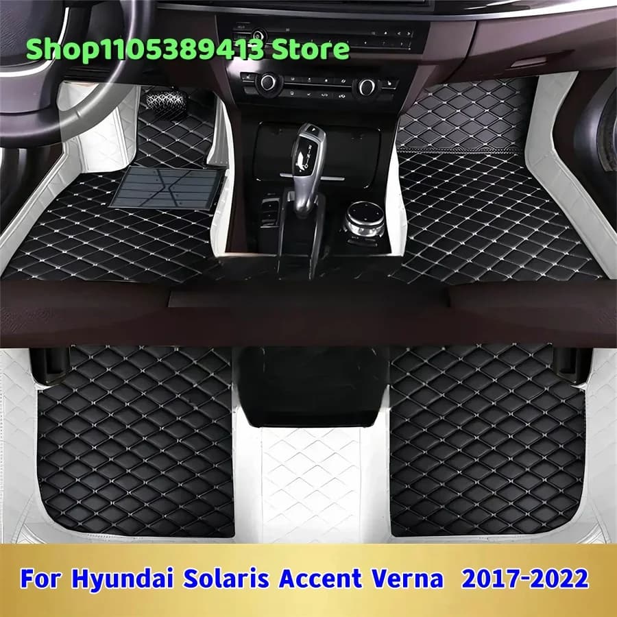 Tappetini per Auto in Pelle Personalizzati per Hyundai Solaris Accent Verna 2018 2019 2020 2021 2022