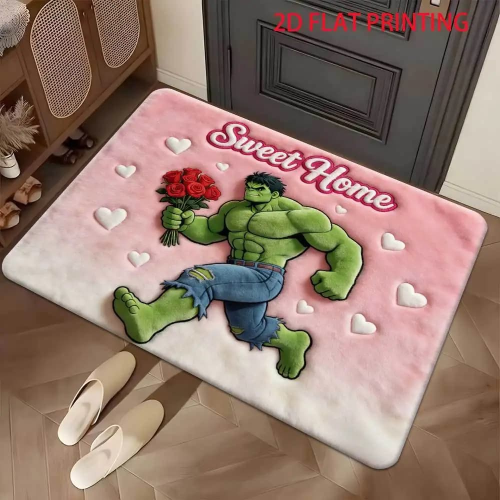 1 tappetino per porta in stile fumetto Marvel Hulk con Hulk Smash - Tappeto a tema Marvel per l'ingresso di casa, lavabile a mano (Ufficiale M)