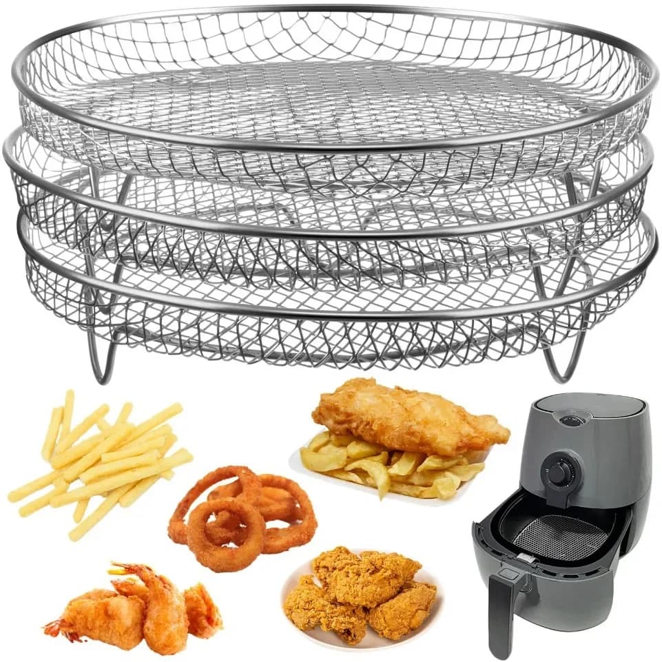 Accessori da cucina per griglia per forno a vapore multiuso impilabile a 3 livelli in acciaio inossidabile 304 Accessori da cucina per griglia