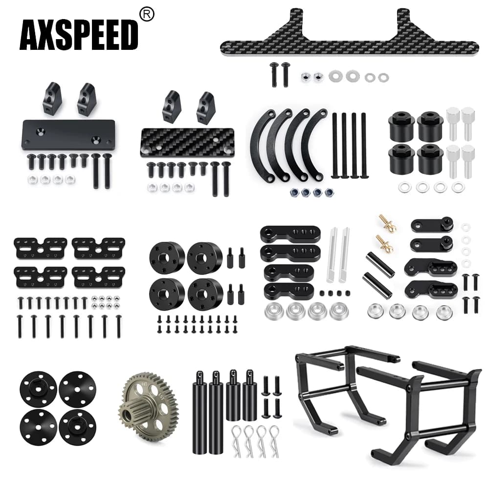 AXSPEED Adattatori per montaggio su paraurti servo sterzo in lega di alluminio/fibra di carbonio per Tamiya 1/10 Clod Buster 4×4×4 parti di Monster Truck