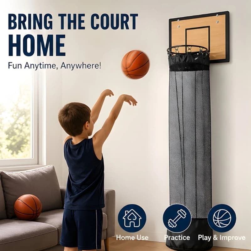 Over Door Basketball Laundry Hamper with Look Panel and Fabric Laundry Bag, Space Saving Door Storage for Kids Teens 87HA