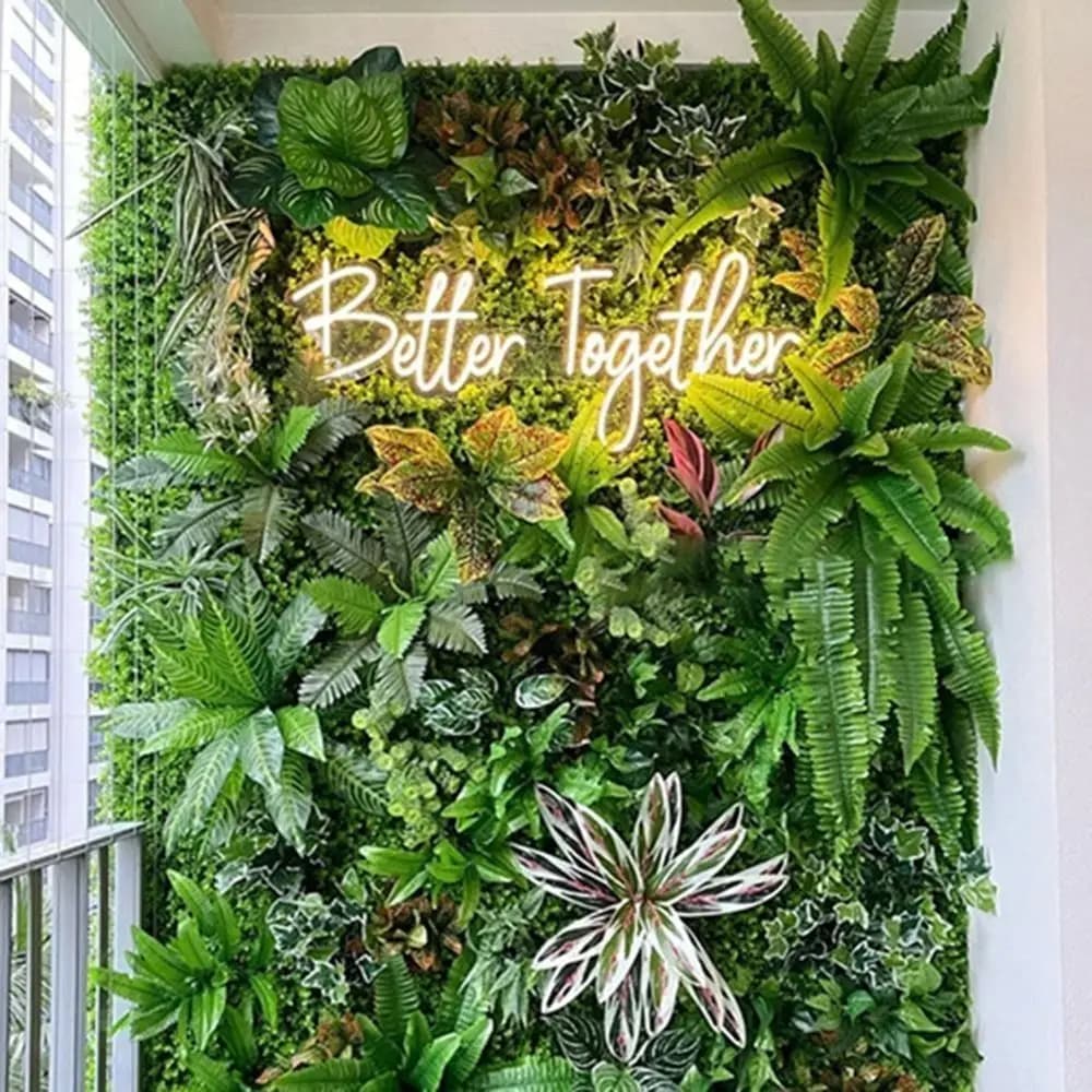 DIY Artificial Plant Wall Panel Flower UV Protection Artificial Eucalyptus Carpet Lifelike Green Simulation Maple Plant Sheet