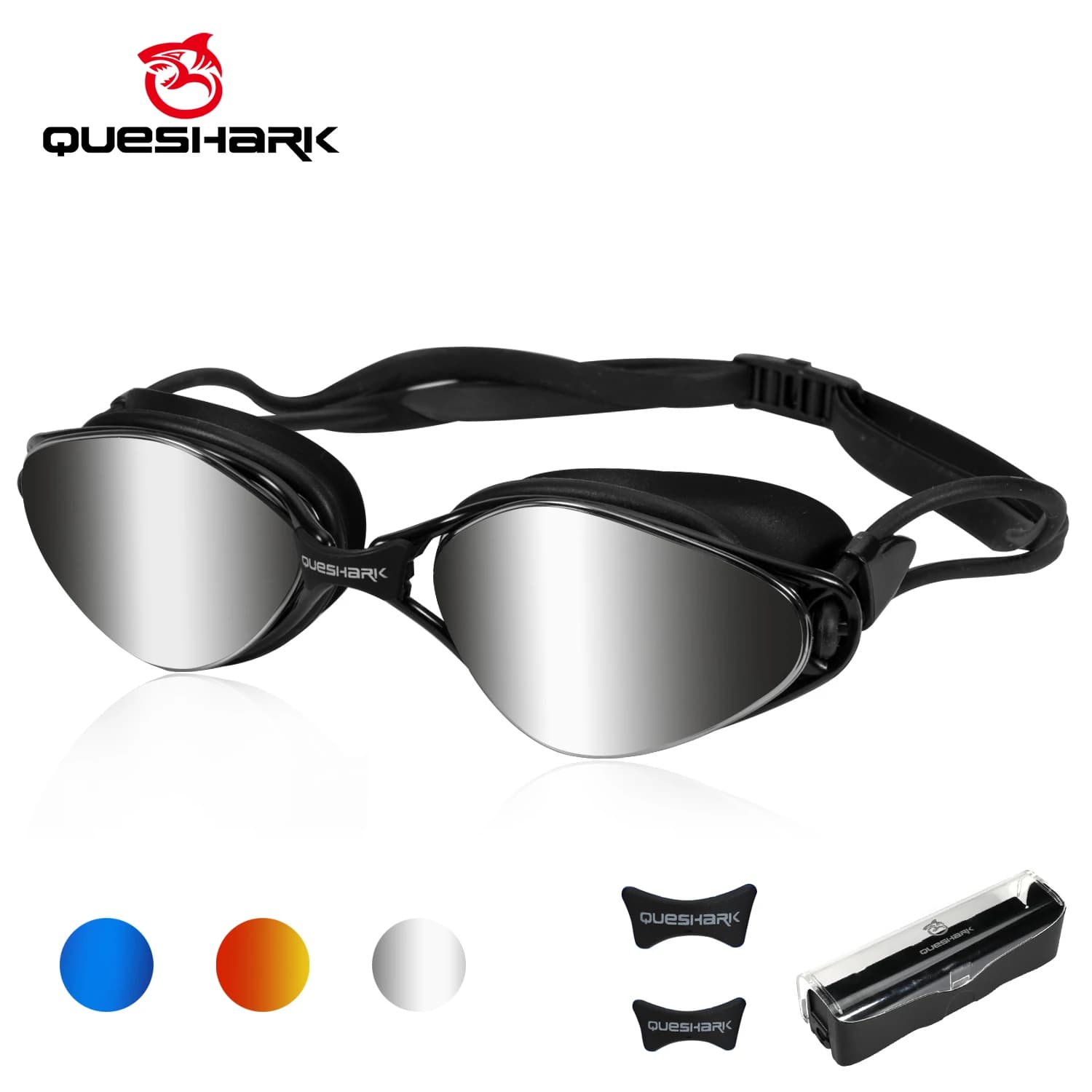 QUESHARK Men Women's HD Swimwear Anti-fog protection UV protection Water sports Swimming glasses Swim glasses Diving glasses with portable box
