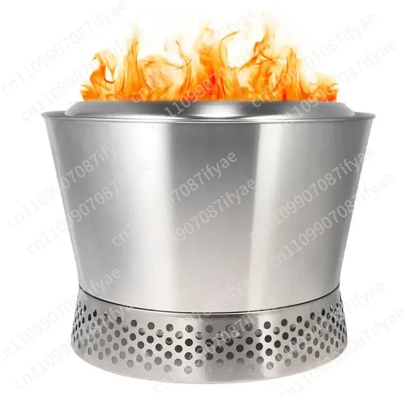 Stainless steel wood stove for picnic and camping, smoke-free stove for indoor and outdoor, portable and multifunctional, without grill for cooking.